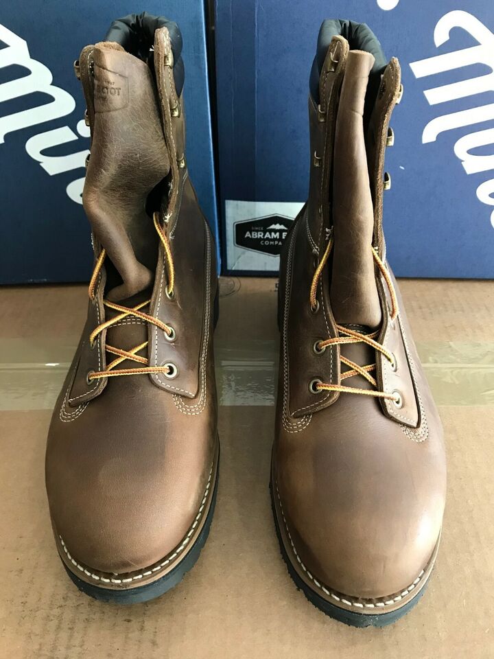 ABRAM BOOT Genesee 8" Steel Toe Work Boot (3310212, Soft Lthr, Slip Resist, USA)