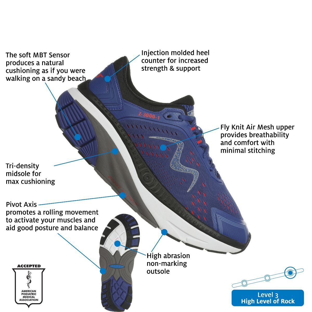 MBT WOMENS Z-3000, Z-3000-1, Z-3000-2 (Level 3 Rocker, Extra Cushioning & Max Muscle Activation)