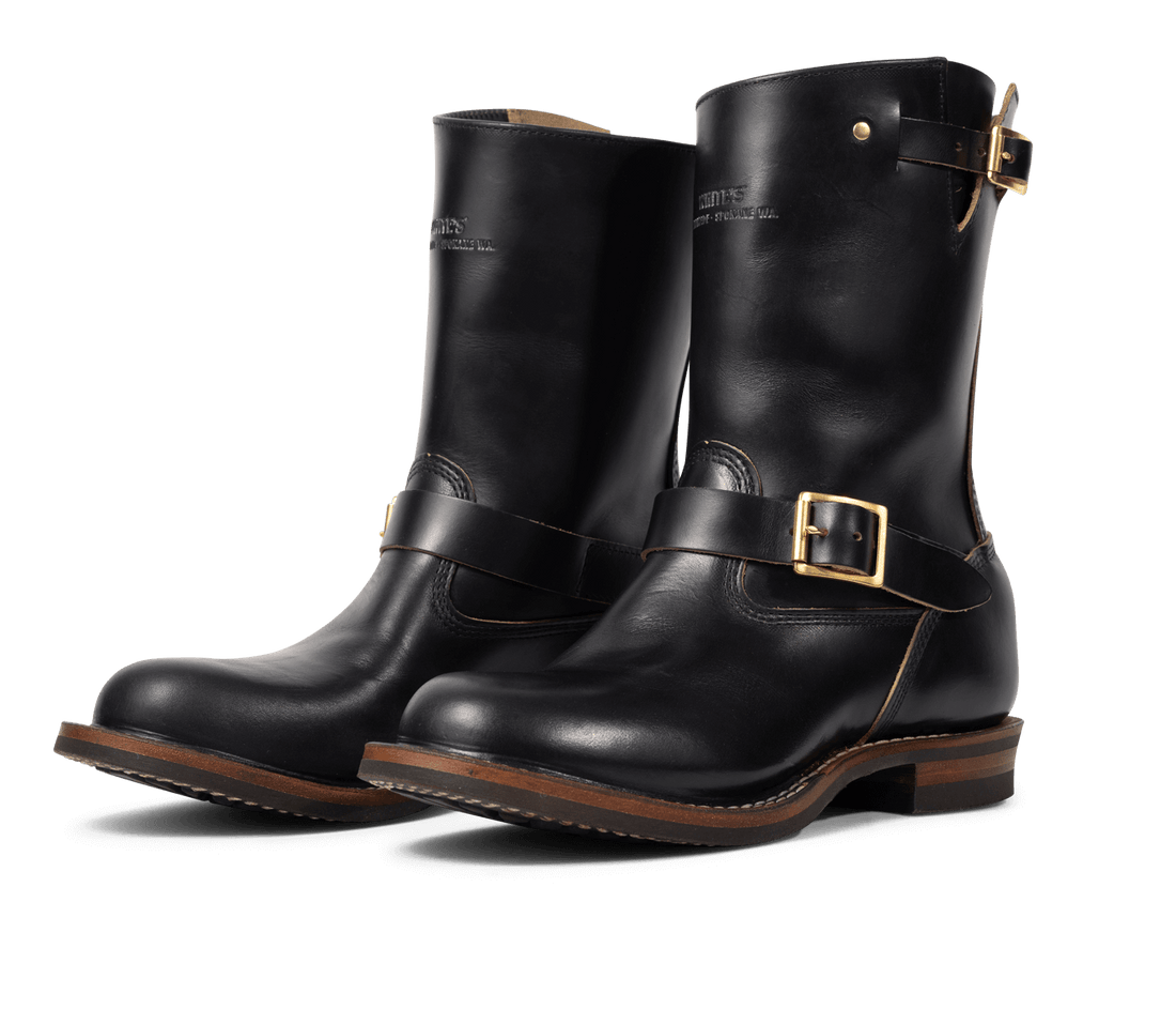 White's Boots Cykel 10" Motorcycle Boot (Engineer Boot, Vibram Mini Lug, Black Chromexcel)