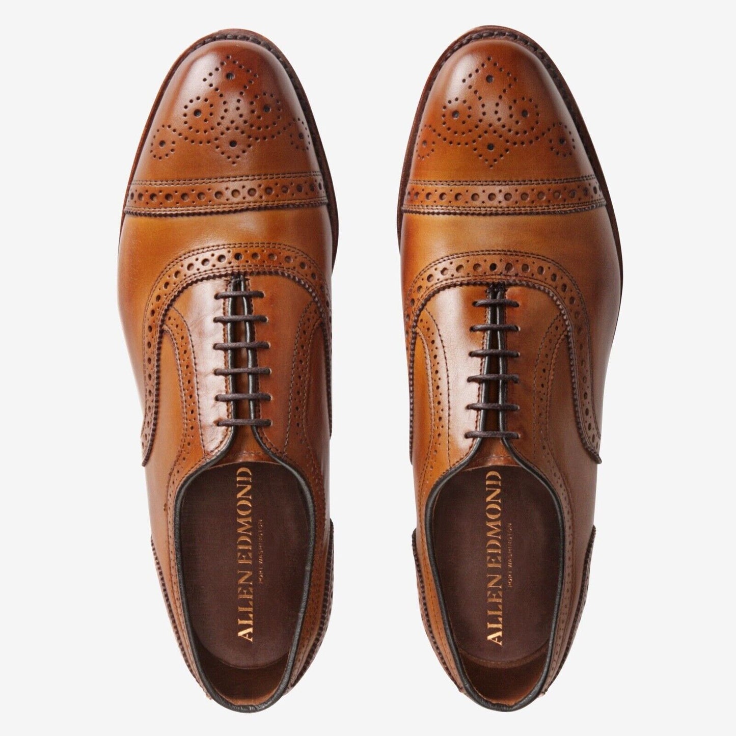 Allen Edmonds Strand Cap-Toe Lace-up Dress Shoe (1635 Walnut Calf, Brogue Perf)